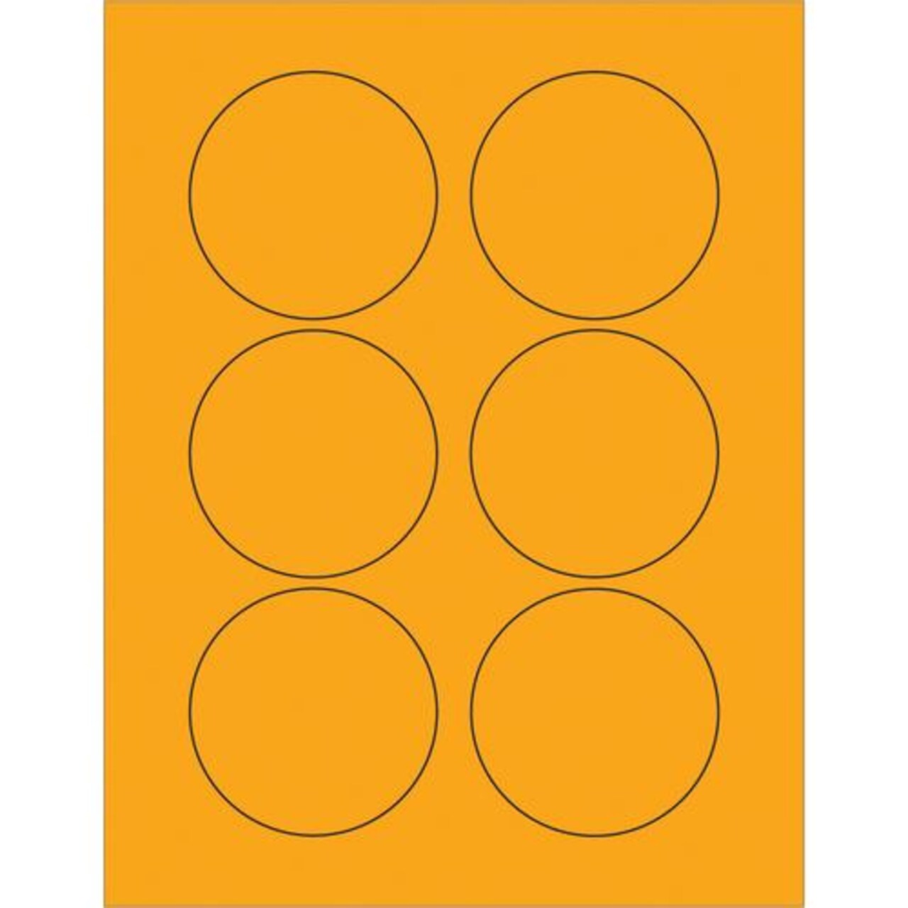 Fluorescent Circle Laser Labels, 3", Fluorescent Orange, 600/Case